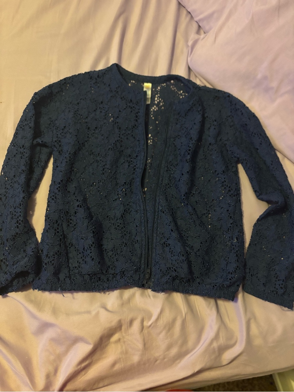 Lularoe Lace Zip-Front Jacket - Navy